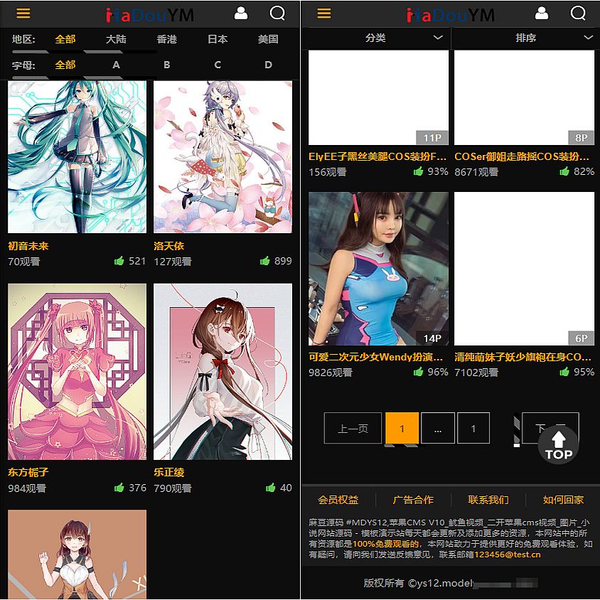 视频模板-麻豆模板源码支持小说视频写真等