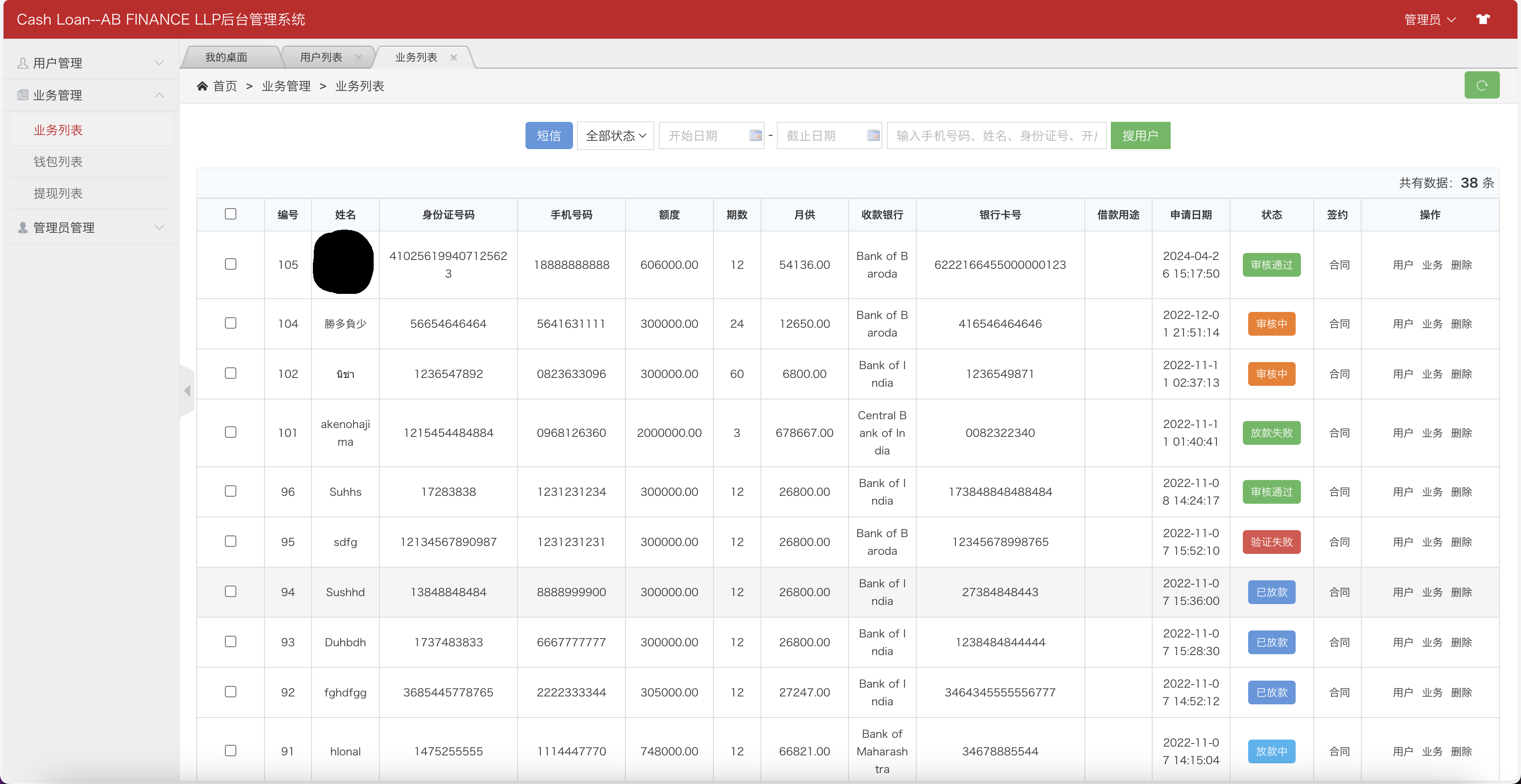 Cash Loan后台展示2